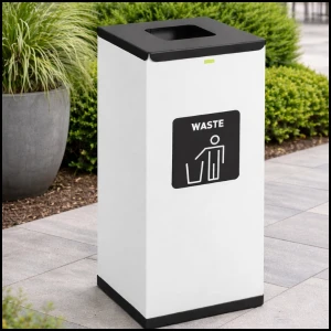 Kosz do segregacji 60L odpady zmieszane stalowy 30.5x30.5x70cm, czarny