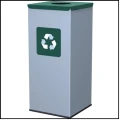 Kosz do segregacji 60L odpady stalowy 30.5x30.5x70cm zielona pokrywa  (2).jpg