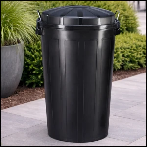 Czarny pojemnik 95l kosz na odpady śmieci uniwersalny z pokrywą okrągły
