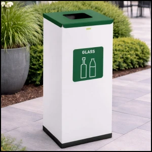 Kosz do segregacji 60L odpady na szkło stalowy 30.5x30.5x70cm