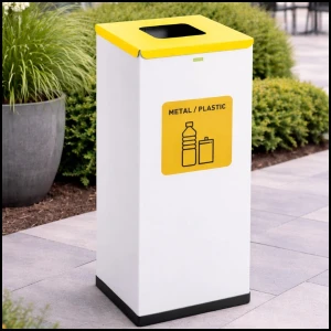 Kosz do segregacji 60L odpady na metal i plastik stalowy 30.5x30.5x70cm 