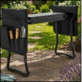 Czarny stołek ogrodowy, klecznik  z gąbką, składana ławka, regulacja wysokości.jpg.jpg