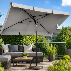 Szary parasol balkonowy 200x130cm prostokątny,  łamany, ogrodowy 
