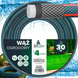 Wąż ogrodowy, 1/2" 30 m 4-warstwowy, mocny, gumowy, zbrojony do podlewania