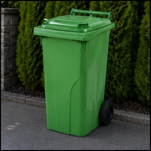 Zielony pojemnik z klapą kubeł kosz na odpady śmieci z atestami  120 L
