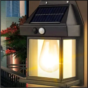 Naścienna lampa solarna kinkiet LED z czujnikiem zmierzchu ruchu elewacyjna