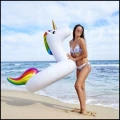 Białe dmuchane koło do pływania jednorożec na plażę, basen i wakacje (8).jpg