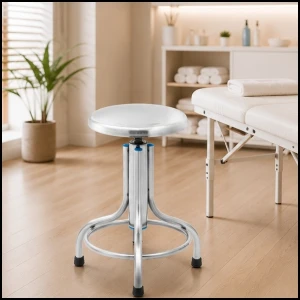 Taboret stołek laboratoryjny warsztatowy ze stali nierdzewnej 45-60 cm do 150 kg kosmetyczny