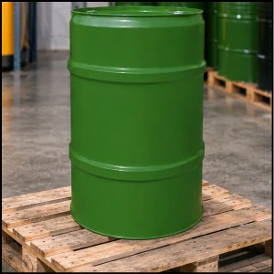 Zielona duża beczka stalowa metalowa TH 60L Korki 2" i 3/4" z wiekiem