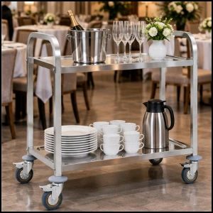 Solidny wózek kelnerski 2 półkowy ze stali nierdzewnej Royal Catering