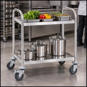 Wózek kelnerski cateringowy 2 półkowy ze stali nierdzewnej do 150kg Royal Catering