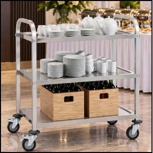 Wózek kelnerski cateringowy 3 półkowy do 150kg ze stali nierdzewnej Royal Catering