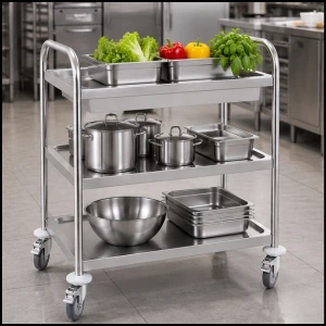 Wózek kelnerski ze stali nierdzewnej - 3 półki głęboka półka Royal Catering