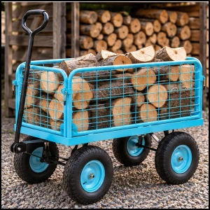 Niebieski wózek transportowy gospodarczy składany do 400 kg