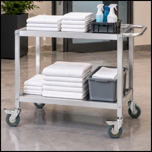 Wózek kelnerski cateringowy do serwowania 2 półki 80 x 57 cm do 100 kg Royal Catering
