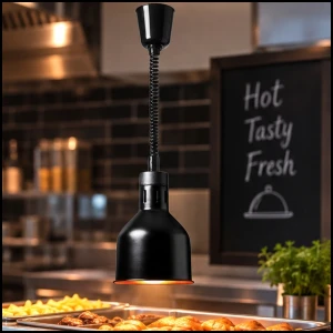 Lampa grzewcza do potraw na podczerwień IR wisząca czarna śr. 17 cm 250 W