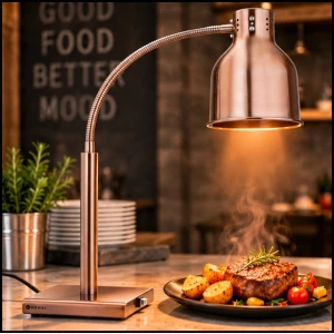 Lampa grzewcza stołowa do podgrzewania potraw giętka 250 W - miedziana