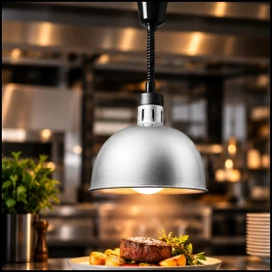 Lampa grzewcza do potraw na podczerwień IR wisząca srebrna śr. 28.5 cm 250 W