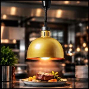 Lampa grzewcza do potraw na podczerwień IR wisząca złota śr. 29 cm 250 W