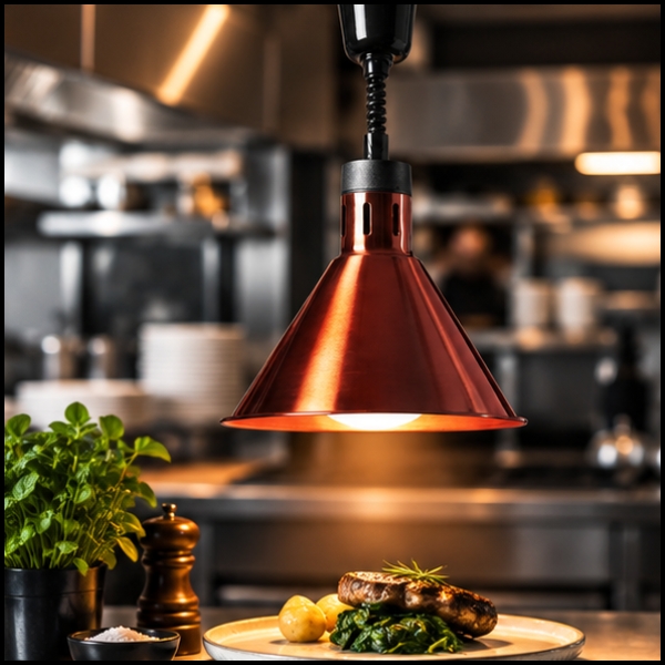 Lampa grzewcza do potraw na podczerwień IR wisząca srebrna śr. 27cm 250 W  (1).jpg