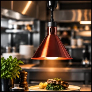 Lampa grzewcza do potraw na podczerwień IR wisząca srebrna śr. 27cm 250 W 