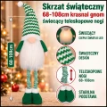 Skrzat świąteczny 68-108cm krasnal gnom świecący teleskopowe nogi zielony (11).jpg
