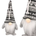 Szary skr­zat krasnal do zawieszenia święta mikołaj gnom 18cm czapka we wzory (5).jpg
