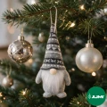 Szary skr­zat krasnal do zawieszenia święta mikołaj gnom 18cm czapka we wzory (6).jpg