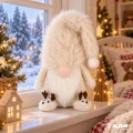 Beżowy skrzat krasnal prezent świąteczny święta mikołaj gnom 28cm czapka (3).jpg