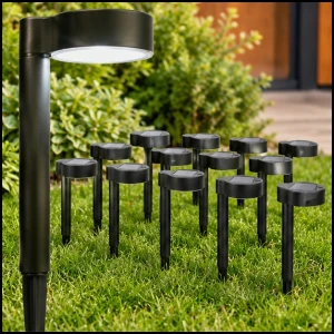 12 x lampa solarna 30cm led zestaw do ogrodu wbijana ogrodowa czujnik