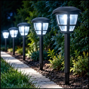 6 x lampa solarna 34cm led zestaw do ogrodu wbijana ogrodowa czujnik czarna