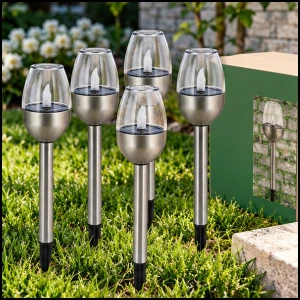 5 x lampa solarna 39cm led zestaw do ogrodu wbijana ogrodowa czujnik