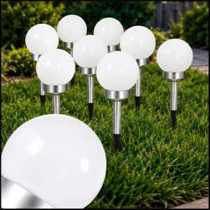 9 x lampa solarna 34cm led zestaw do ogrodu wbijana ogrodowa czujnik kula