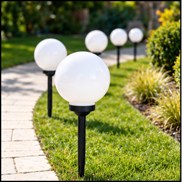 Lampa solarna 4 led wbijana czujnik zmierzchu do ogrodu 73cm biała kula ip44 (4).jpg