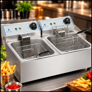 Frytownica elektryczna podwójna 2x5L profesjonanamocna 2x3200W nierdzewna