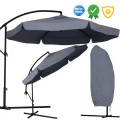 Szary parasol ogrodowy składany 350cm , na wysięgniku, regulacja wysokości + Pokrowiec