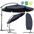 Grafitowy parasol ogrodowy składany 350cm , na wysięgniku,  grafitowy + Pokrowiec