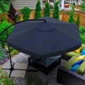 Grafitowy parasol ogrodowy składany 350cm , na wysięgniku,  grafitowy + Pokrowiec