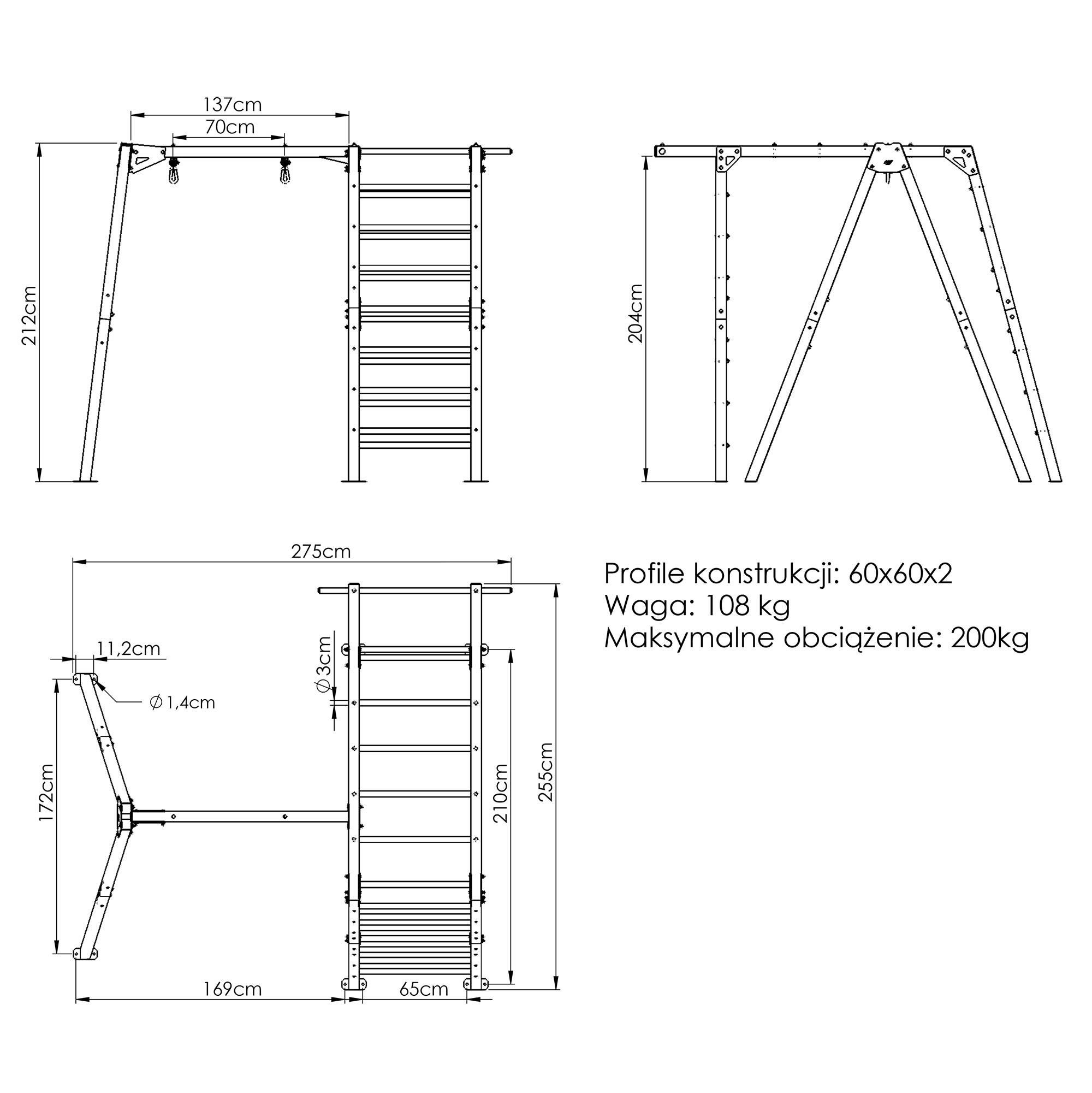 Zestaw stalowa drabinka gimnastyczna+huśtawka, do ćwiczeń, plac zabaw800123.jpg