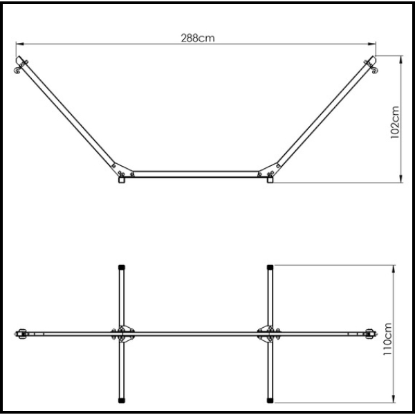 Hamak ogrodowy, stalowy stelaż hamaka konstrukcja 288cm długości1.jpg